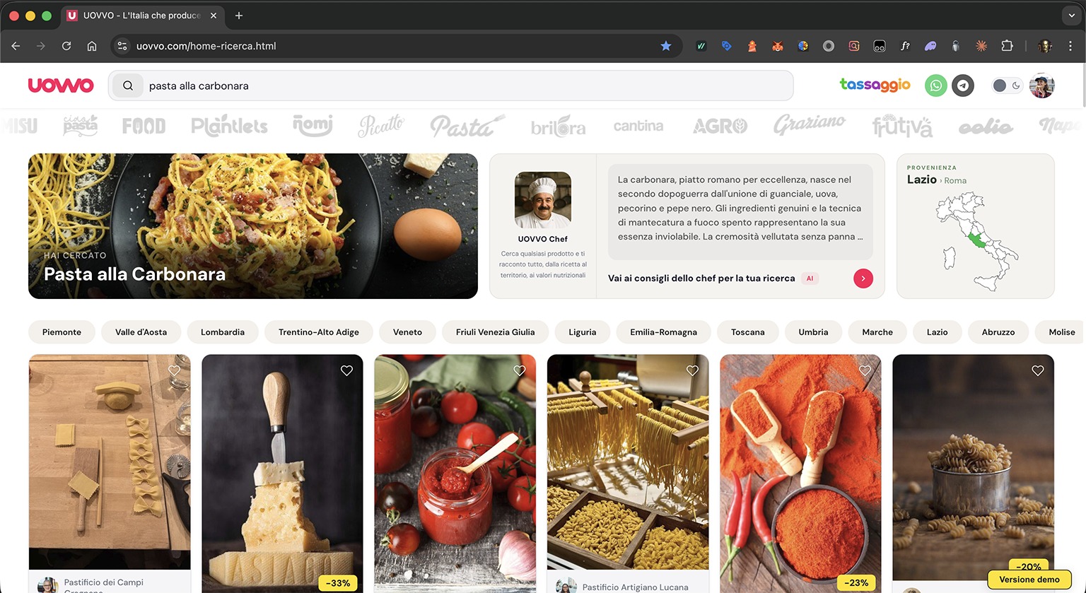 UOVVO - anteprima interfaccia desktop