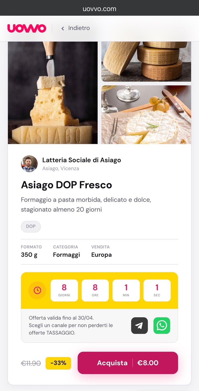 UOVVO pagina prodotto
